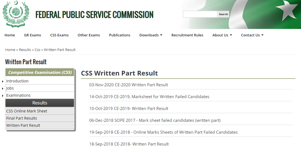 FPSC CSS Written Result 2021 Toppers List & Marks Sheets PDF