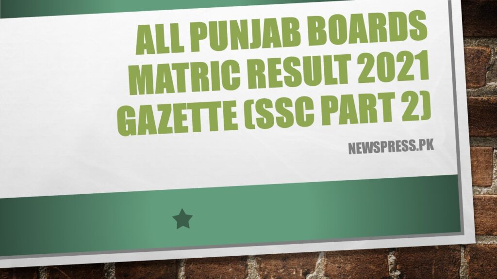 All Punjab Boards Matric Result 2021 Gazette SSC Part 2