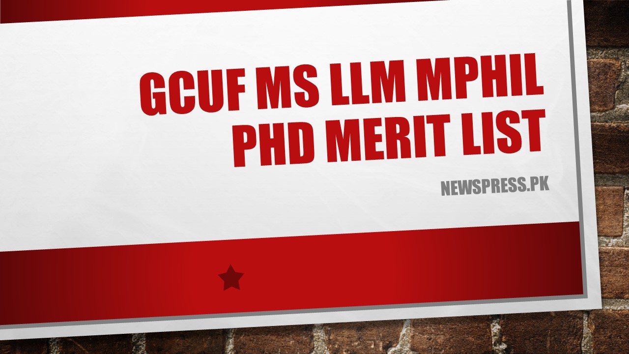 GCUF MS LLM MPhil PhD Merit List