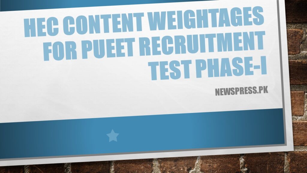 HEC Content Weightages for PUEET Recruitment Test Phase-I