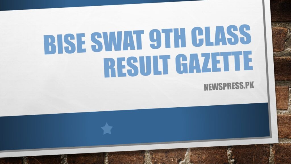BISE Swat 9th Class Result Gazette